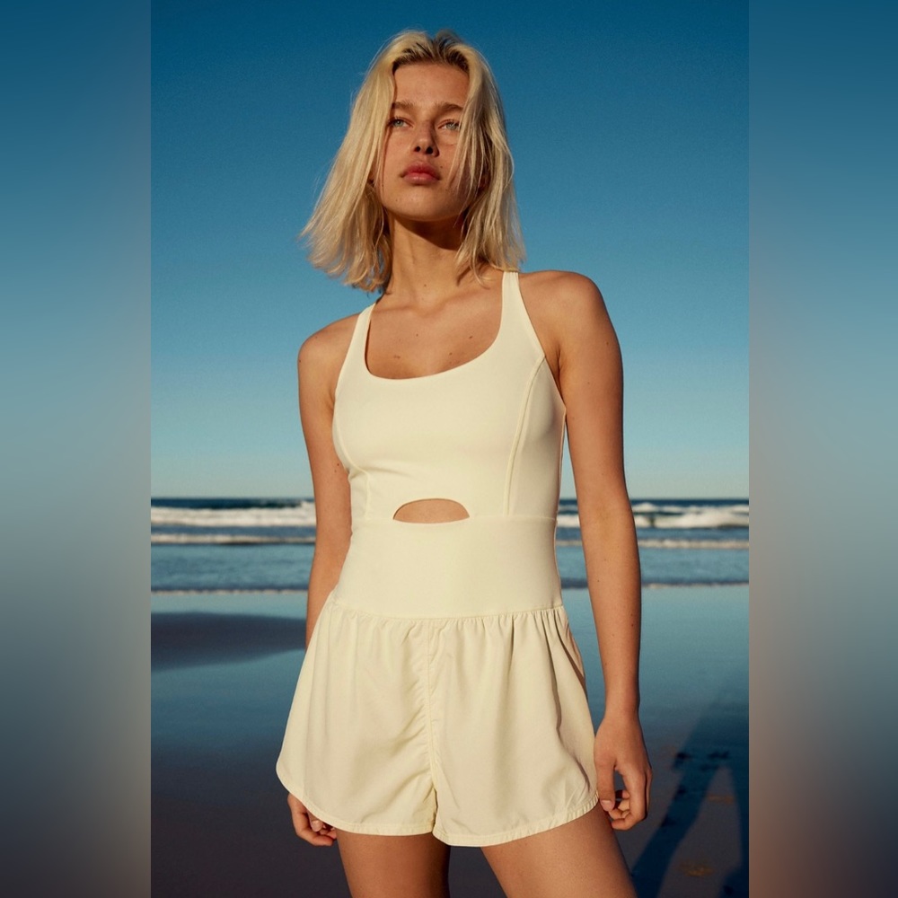 Free People Cream Jumpsuit